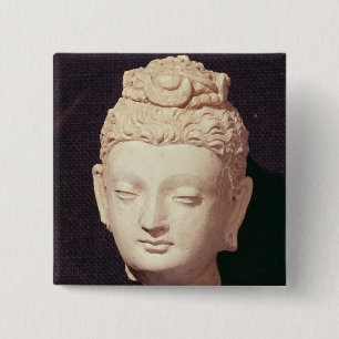 Hoofd boeddha, Greco-Boeddhistische stijl Vierkante Button 5,1 Cm