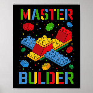 Hoofd Bouwer Kinder Bouwstenen Brick Builder Poster
