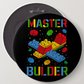 Hoofd Bouwer Kinder Bouwstenen Brick Builder Ronde Button 6,0 Cm (Voorkant /achterkant)