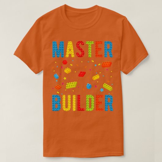Hoofd Bouwer Kinder Bouwstenen Brick Builder T-shirt (Design voorkant)