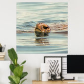 Hoofd boven de waterschildpad poster (Thuiskantoor)