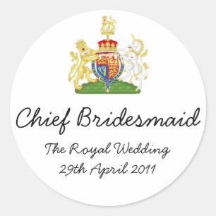 Hoofd bruidsmeisje - leuke koninklijke bruiloft me ronde sticker