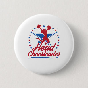Hoofd Cheerleader Cheer Kapitein Cheerlead Ronde Button 5,7 Cm