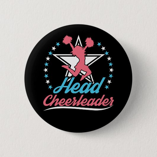 Hoofd Cheerleader Cheerleading Captain Ronde Button 5,7 Cm (Voorkant)