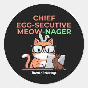 Hoofd Eicel-uitvoerend Meow-Nager Grappige Pasen K Ronde Sticker