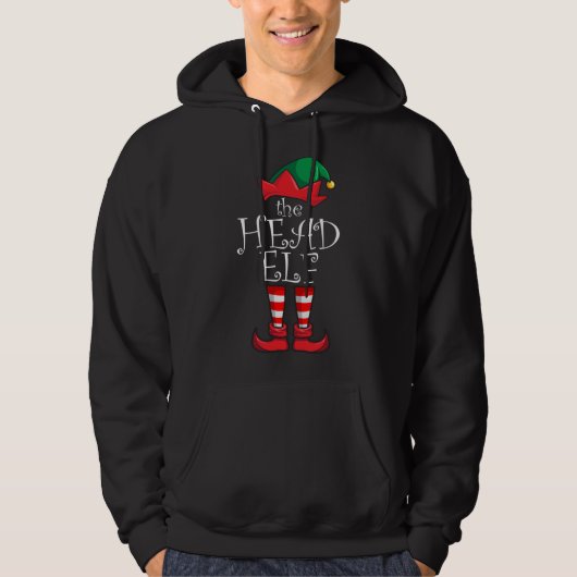 Hoofd Elf Matching Family Kerstparty Pajama Hij Hoodie (Voorkant)