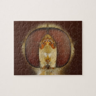 Hoofd- en samengestelde ogen van een heupvlucht legpuzzel