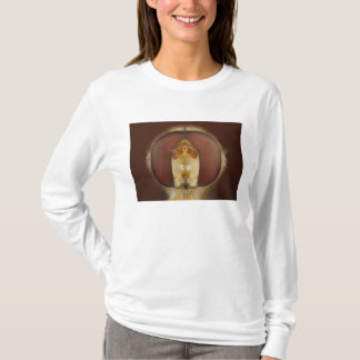 Hoofd- en samengestelde ogen van een heupvlucht t-shirt