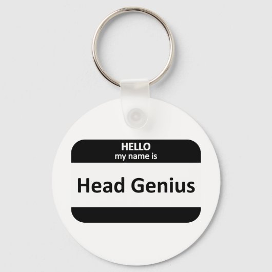 Hoofd Genius Nametag Sleutelhanger (Voorkant)