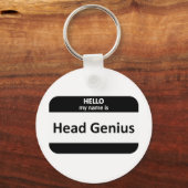 Hoofd Genius Nametag Sleutelhanger (Voorkant)