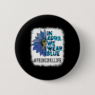 Hoofd in april Draag we blauw autisme bewustzijn A Ronde Button 5,7 Cm