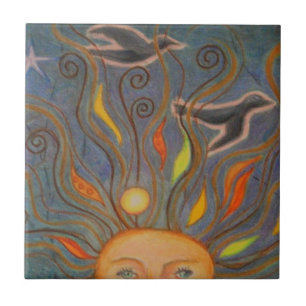 Hoofd in de lucht tegeltje