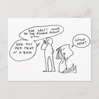 Hoofd in een boek briefkaart