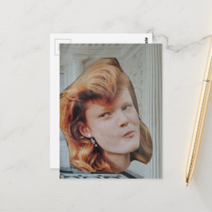 Hoofd in een elegante kamer surreële collage briefkaart