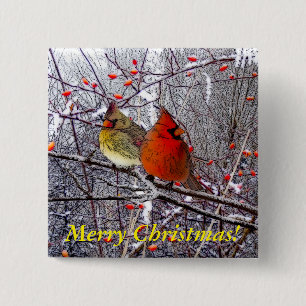 Hoofd Kerstmis Vierkante Button 5,1 Cm
