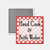 Hoofd Kok en Fles Washer Keuken Spreuk Magneet (Voorkant / Achterkant)