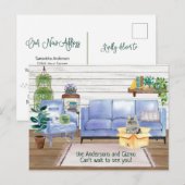 Hoofd muntstuk Kat Cozy Nieuw adres Aankondigingskaart (Voorkant / Achterkant)
