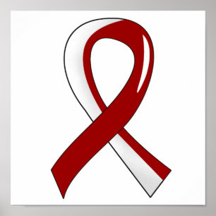 Hoofd Neck Cancer Burgundy White Ribbon 3 Poster