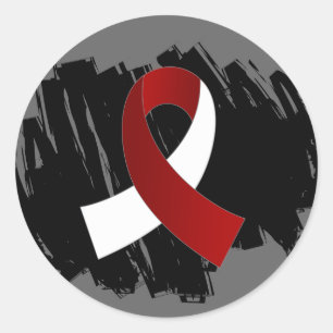 Hoofd nekkanker bordeaux wit lint met krabbel ronde sticker
