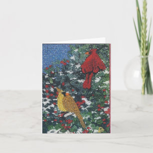 Hoofd Paar op een Boom van de Pijnboom Feestdagen Kaart