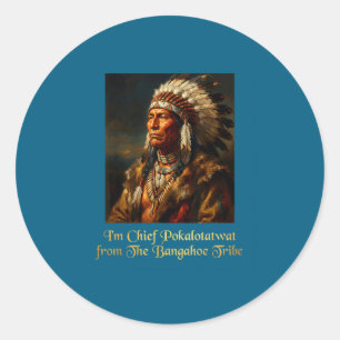 Hoofd pokalotatwat van de stam inheemse oorspronke ronde sticker