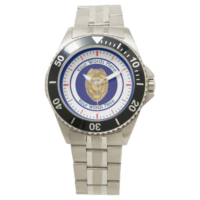 Hoofd politie Badge Shield Custom Horloge (Voorkant)