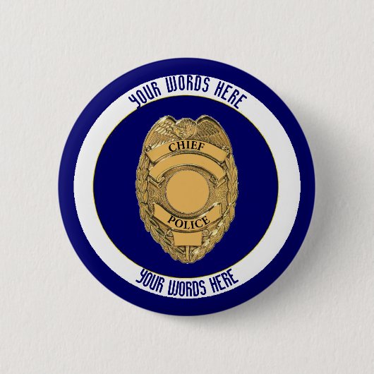 Hoofd politie Badge Shield Custom Ronde Button 5,7 Cm (Voorkant)