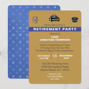 Hoofd politie Blauwe Lijn Gold Retirement Kaart