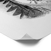 Hoofd Sitting Bull gegraveerd portret Poster (Hoek)