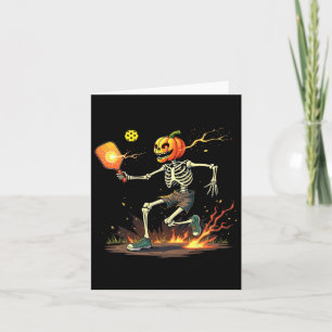 Hoofd Skeleton Pickleball Halloween Spooky Sports Kaart