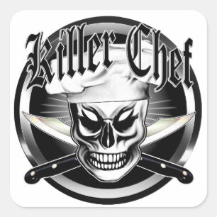 Hoofd Skull 4: Killer Chef Vierkante Sticker