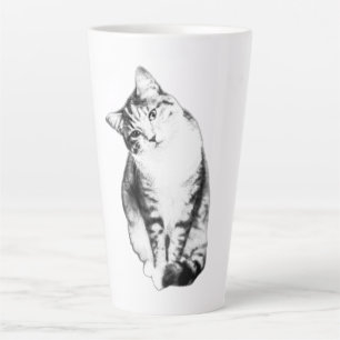 Hoofd Tilt Tabby Cat Monochrome Art Mok