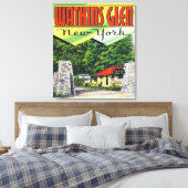 Hoofd Uitzicht van de Ingang naar het Watkins Glen Canvas Afdruk (Insitu (Slaapkamer))
