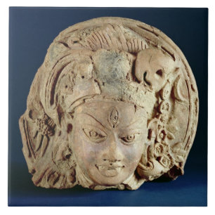 Hoofd van Ardhanarisvara, Newal, Unnao (terracotta Tegeltje