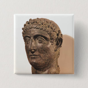 Hoofd van Constantine de Grote Vierkante Button 5,1 Cm