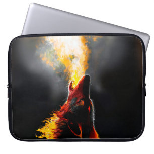Hoofd van de agressieve wolf laptop sleeve
