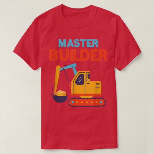 Hoofd van de Excavator van de Bouwer bouwstenen Ki T-shirt (Design voorkant)