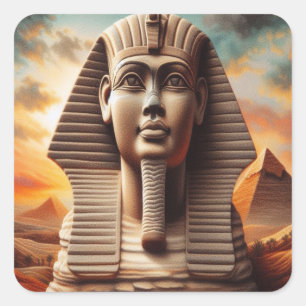 Hoofd van de Giza-sfinx met piramides Egypte Reis Vierkante Sticker