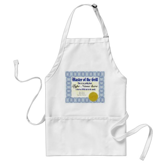 Hoofd van de grill BBQ Chef Certificate Apron Standaard Schort (Voorkant)