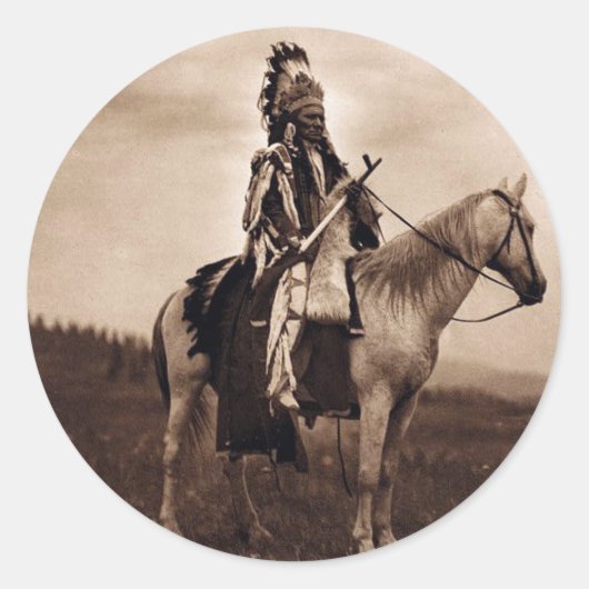 hoofd van de Indiase oorlog Ronde Sticker (Voorkant)