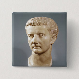 Hoofd van de keizer Tiberius Vierkante Button 5,1 Cm