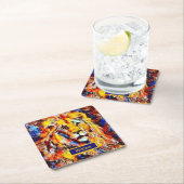 Hoofd van de  Kunst van de Lion Vierkante Kartonnen Onderzetter (Insitu)