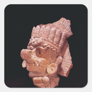 Hoofd van de Maismaisgod, Oaxaca, c.500 AD Vierkante Sticker