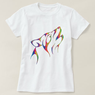 Hoofd van de Wolf van de regenboog het Stammen T-shirt