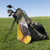 Hoofd van een Blauwe en Gele Macaw Golfhanddoek (Groen)