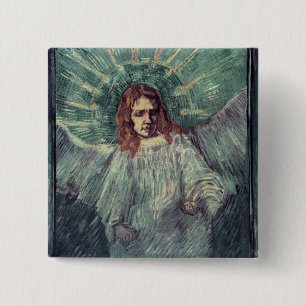 Hoofd van een engel, na Rembrandt, 1889 Vierkante Button 5,1 Cm