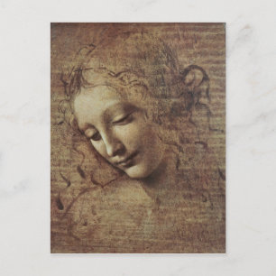 Hoofd van een jonge vrouw met Tousled Hair of, Led Briefkaart