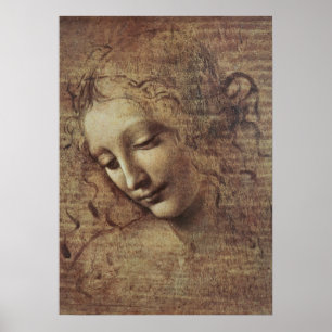 Hoofd van een jonge vrouw met Tousled Hair of, Led Poster