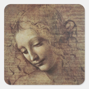 Hoofd van een jonge vrouw met Tousled Hair of Leda Vierkante Sticker