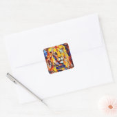 Hoofd van een Lion Kunst met naam Vierkante Sticker (Envelop)